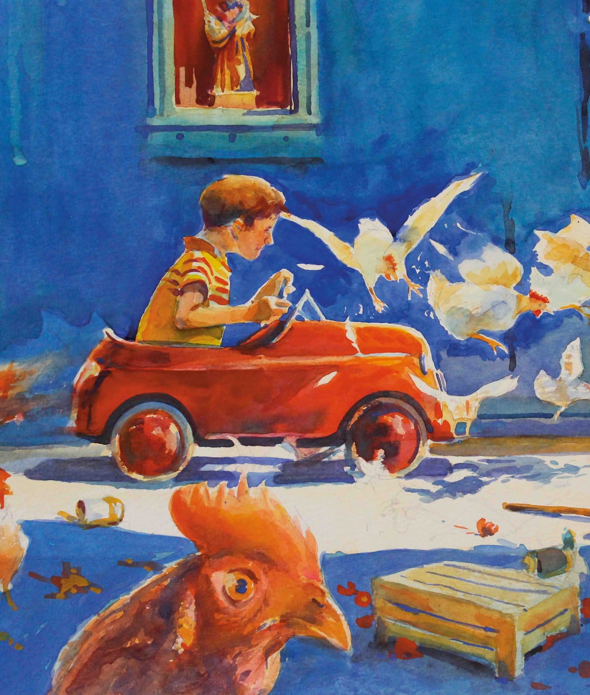 Watercolor painting 'Chasing Chicks' thumbnail